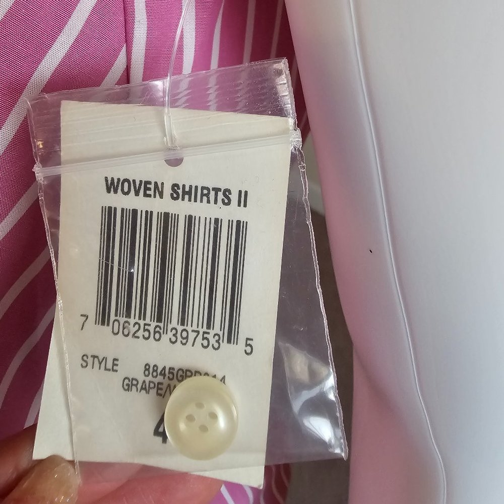 NWT Charter Club Pink White Striped Sleeveless Button Front Blouse Size 4 - Picture 4 of 5